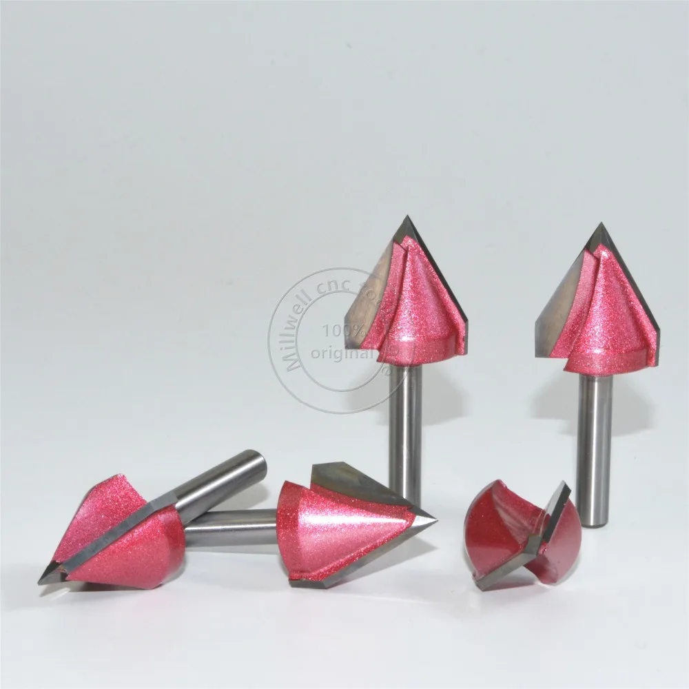 5 PCS-6mm* 60 °* 22 мм, ЧПУ Вольфрамовая сталь 3D V бит, станок с ЧПУ, ПВХ, МДФ, акрил, Карбид Концевая фреза, деревообрабатывающий фрезерный станок
