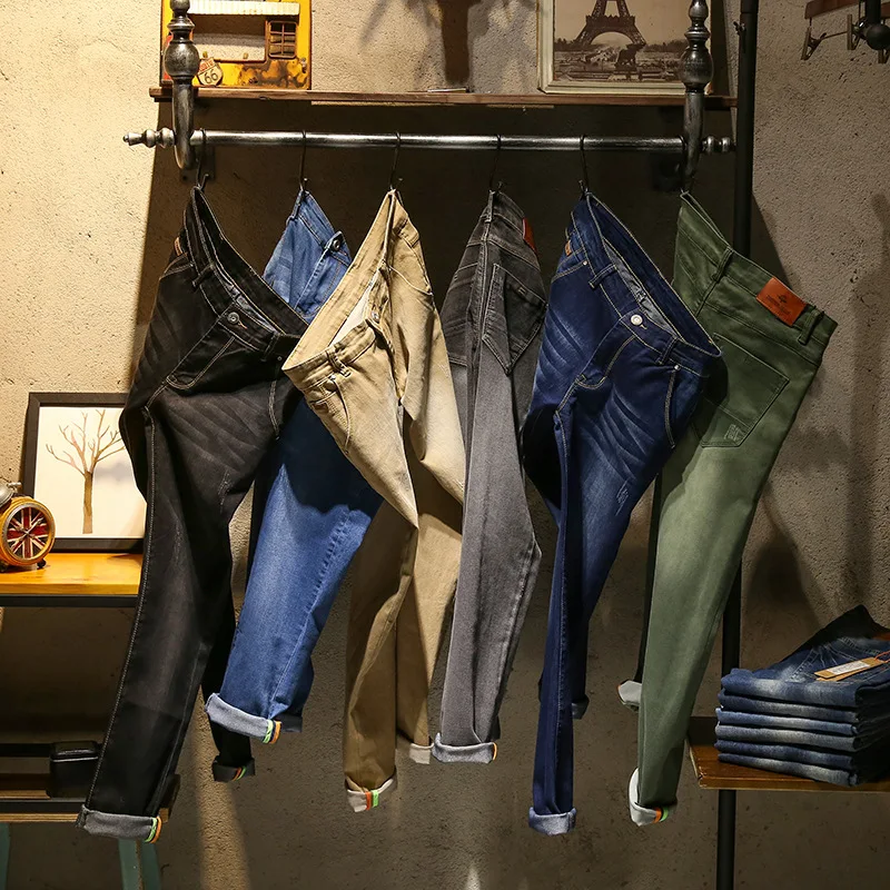 

2019 Skinny jeans men Drawstring Slim Fit Denim Joggers Stretch Male Jean Pencil Pants Blue Men's jeans fashion Casual CHOLYL