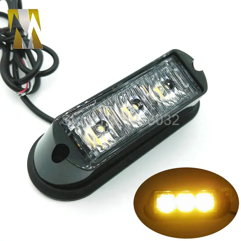 5 Colors High Power 12V/24V 3 LED Waterproof Car Truck Emergency Strobe Flash Warning Light Amber Red Blue White Green