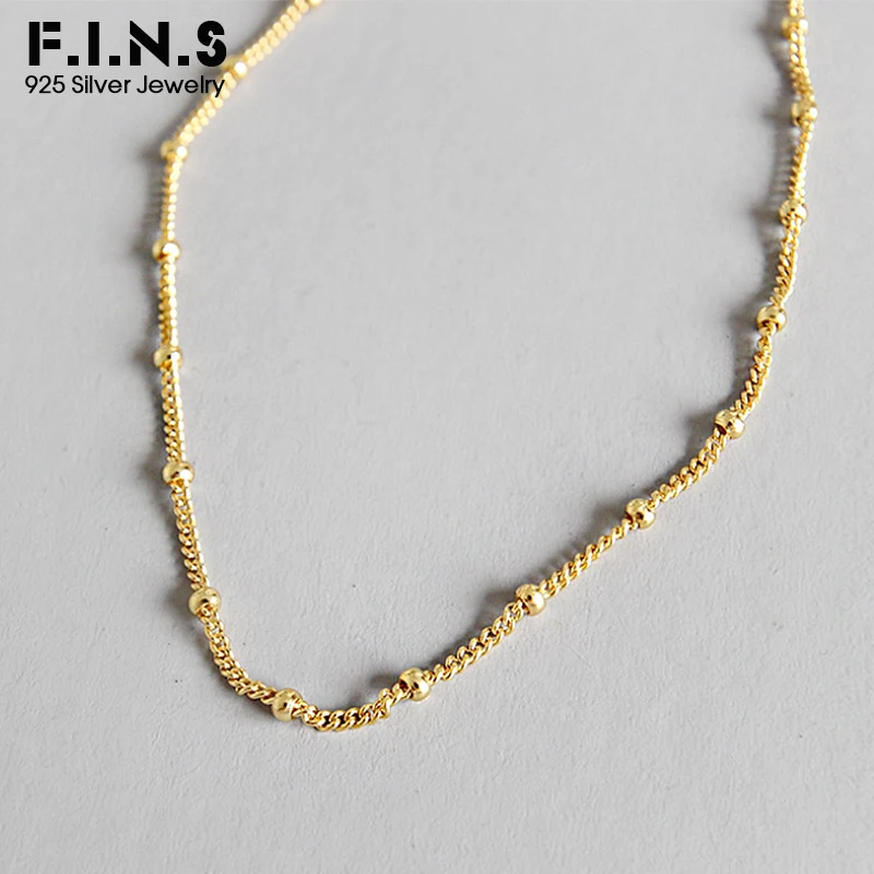 

F.I.N.S Hot Sale S925 Sterling Silver Exquisite Round Beads Clavicle Chain Necklace Women Fashion Jewelry Choker Necklace Womem