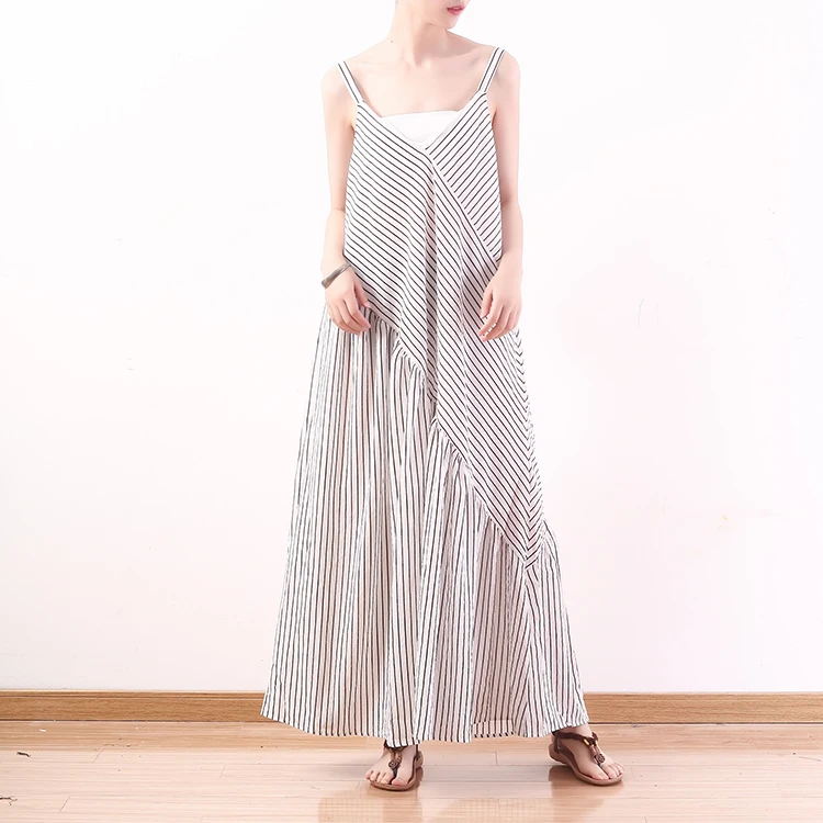 2019, Новая мода шифон для женщин Лето Boho полосатый комбинезоны для комбинезон без рукавов и без спинки ремень пляжный клуб пикантные широкие