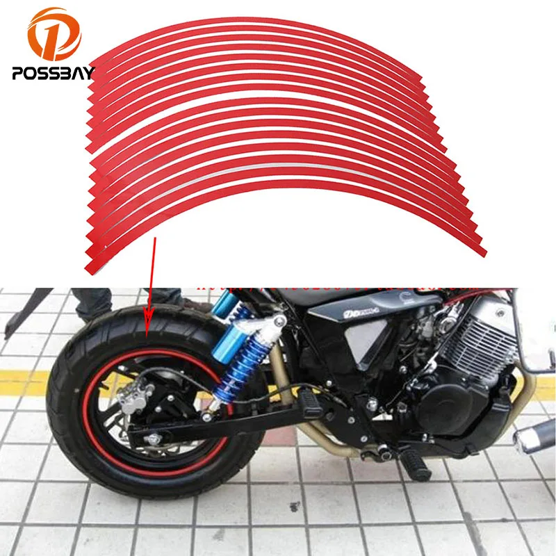 

POSSBAY Universal Auto Car Motorcycle Reflective Wheel Rim Stripe Tape Scooter Pad Decoration Decal Moto Stickers Car Styling