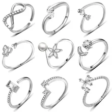 2019 New Fashion Silver Crystal Stone Rings Adjustable Unique Engagement Ring Simple Finger Bow Jewelry for Women Party Gift 2019 New Fashion Silver Crystal Stone Rings Adjustable Unique Engagement Ring Simple Finger Bow Jewelry for Women Party Gift