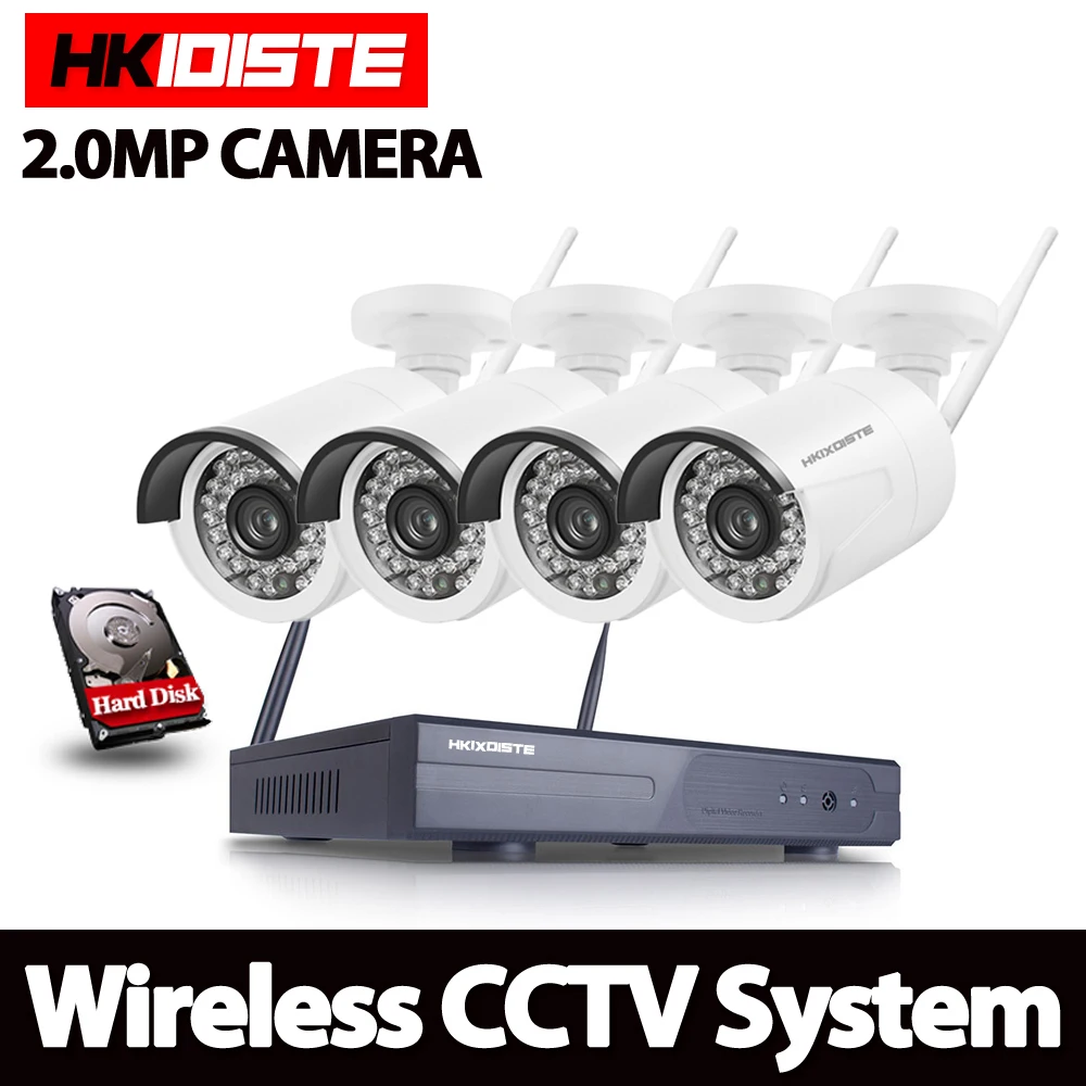 Беспроводная система видеонаблюдения 1080P 2 Мп 4 канала HD Wi Fi|surveillance set|system surveillancenvr