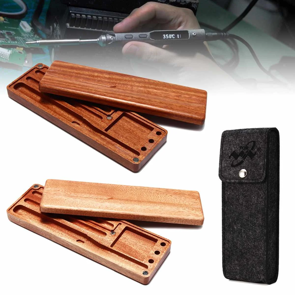 

Original TS100 Electric Soldering Iron Case Wooden Packing Box for TS100 Mini Electric Soldering Iron new Soldering Iron Tips
