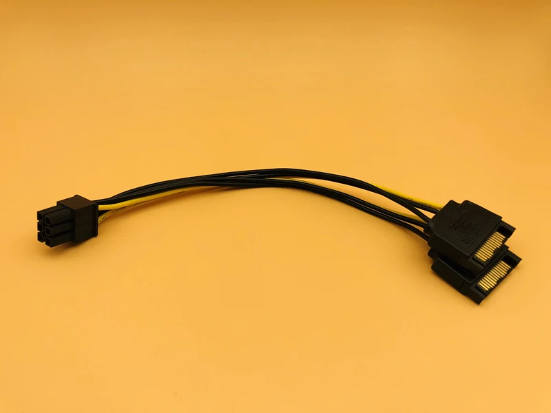 Dual SATA 15Pin Male to 6pin PCI-E PCIe PCI Express Graphics Video Display Card Dual SATA to 6pin Power Cable for ETH BTC Mining