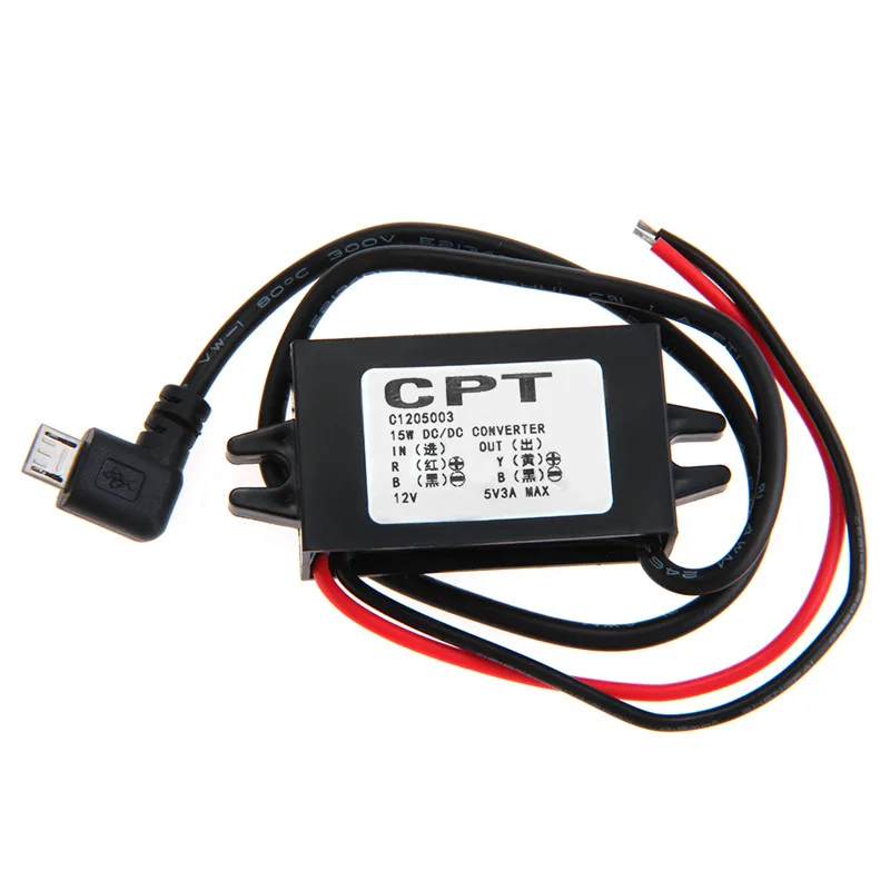 Конвертер CARCHET DC понижающий блок питания 12В до 5В 3А конвертер Micro USB высокого