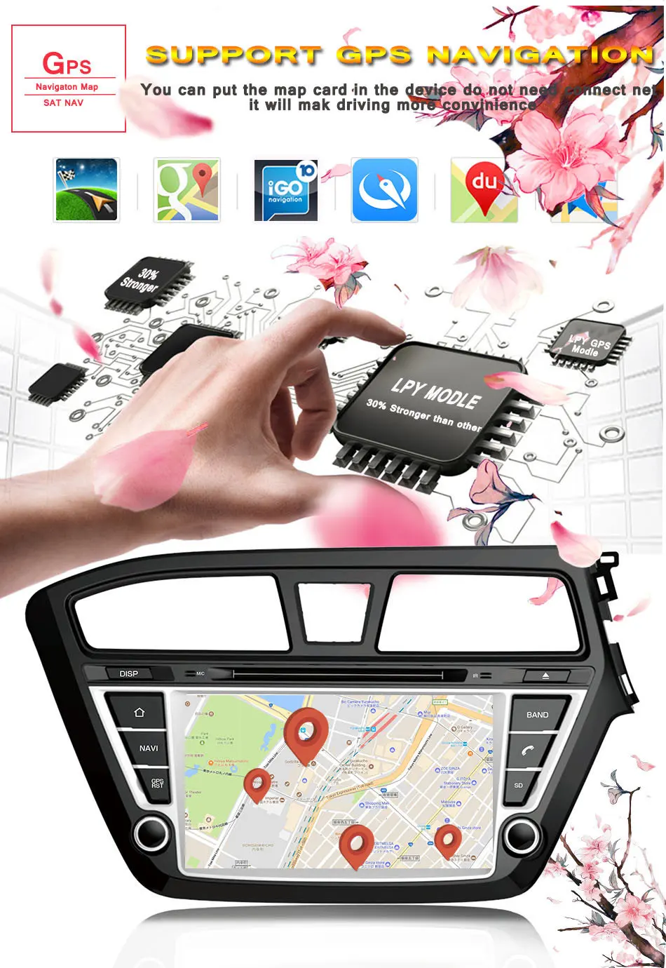 Discount HD android 9.0 car dvd gps player 1024*600 For HYUNDAI I20 2015 2016 2017 2018 2019 gps navigation car stereo audio video player 7