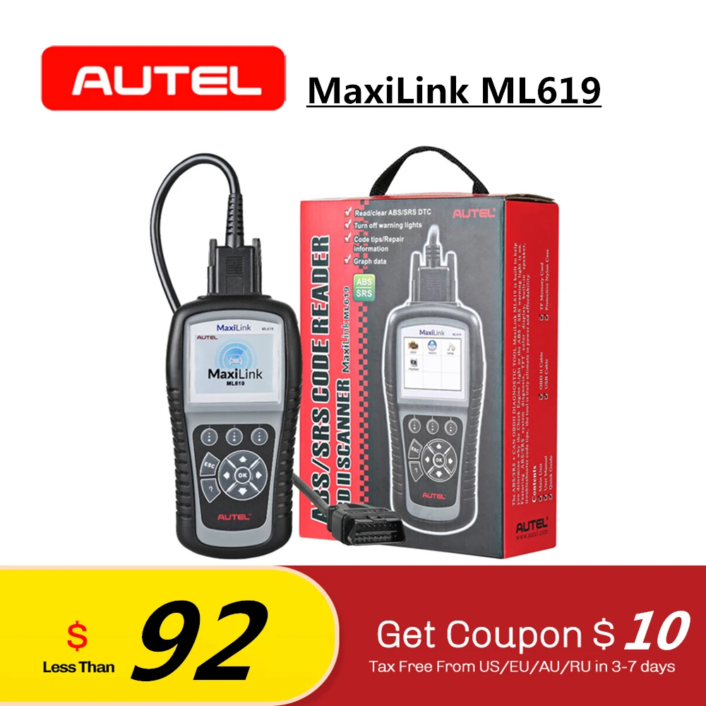 

Autel MaxiLink ML619 OBD2 Code Reader Auto Car Scanner for ABS/SRS System CAN OBDII Diagnostic Tool Better than Autel AL619