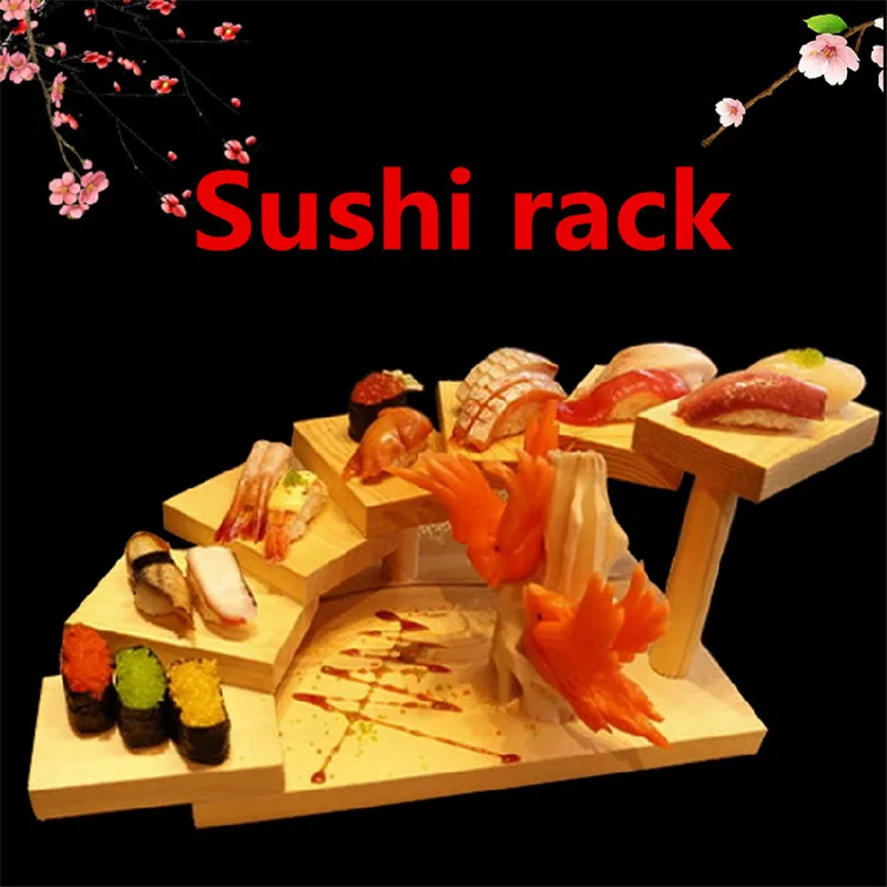 

creative sushi bridge boat sushi rack kawaii japanese snacks food step Wooden Stand Sushi Container Japanese Sashimi tray mat