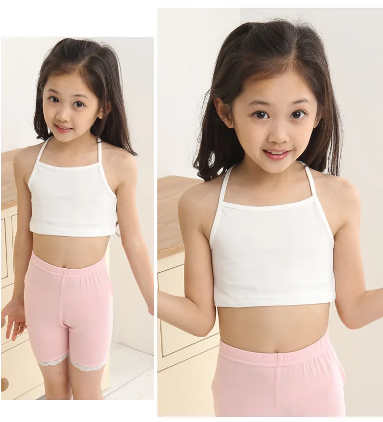 

2019 summer children's clothes girls training bras sling solid thin cotton girls bra for girls big kids wrapped underwear