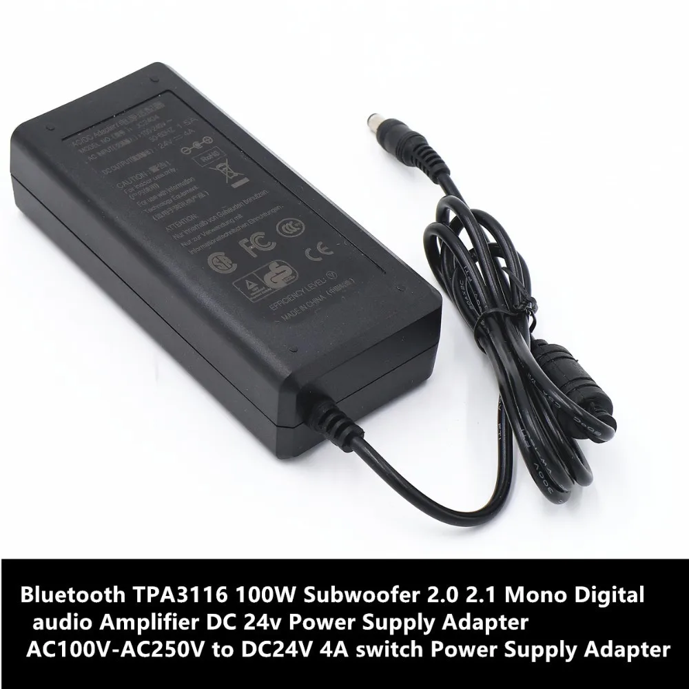 

DC24v TPA3116D2 Bluetooth TPA3116 100W Subwoofer 2.0 2.1 Mono Digital audio Amplifier DC 24V 4A Power Supply Adapter