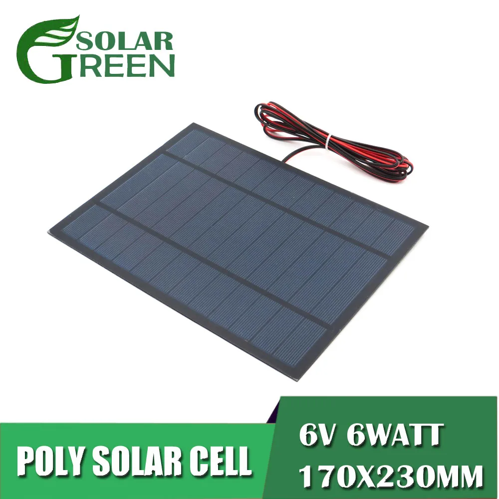 

1000mA 6V 6Watt extend cable Solar Panel Polycrystalline Silicon DIY Battery Charger Module Mini Solar Cell wire toy