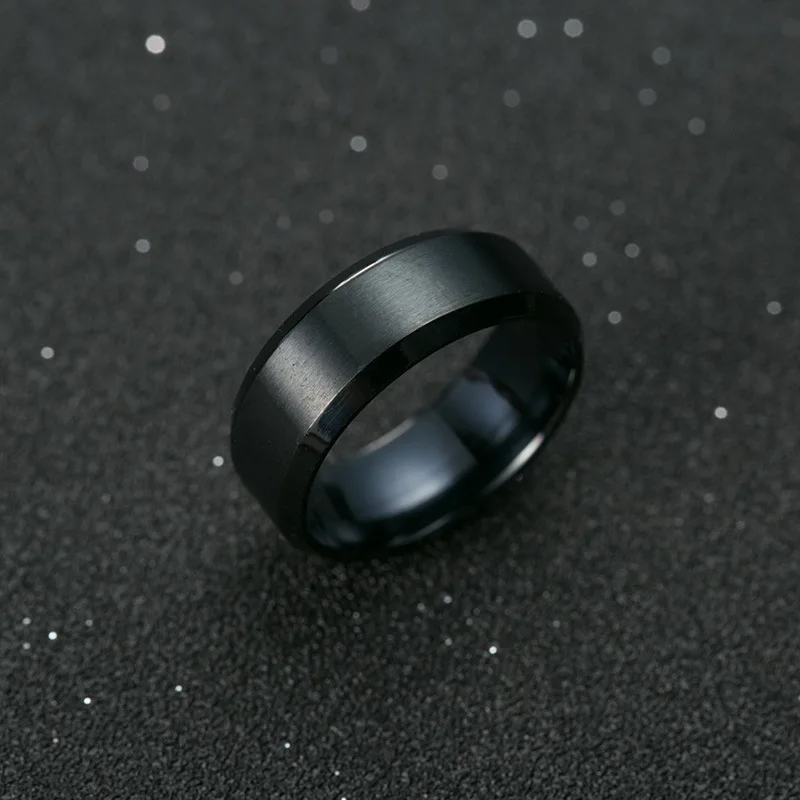 Black Кольцо мужское титановое черное - Цвет основного камня: Black