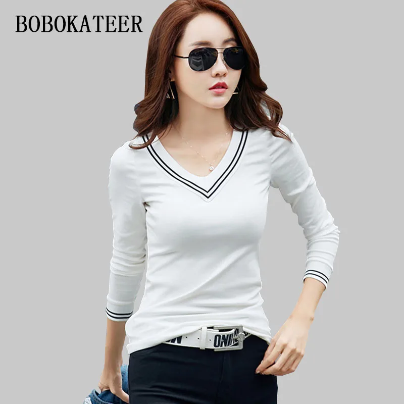 

tee shirt femme funny t shirts women t-shirt 2016 womens long sleeve tops poleras camisetas mujer slim black stripe tshirt woman