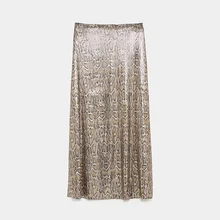 Шикарные женские миди юбки со змеиным рисунком, расшитые блестками, весна, богемная юбка с животным принтом, Женская облегающая юбка в стиле бохо Jupe femme