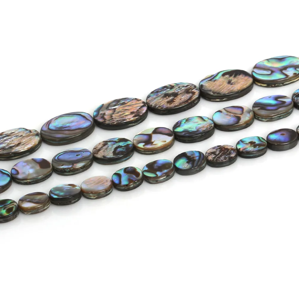 

39cm/lot Abalone Shell Loose Beads Peacock Blue Oval Spacer Beads For Jewelry Making Findings DIY Accessories