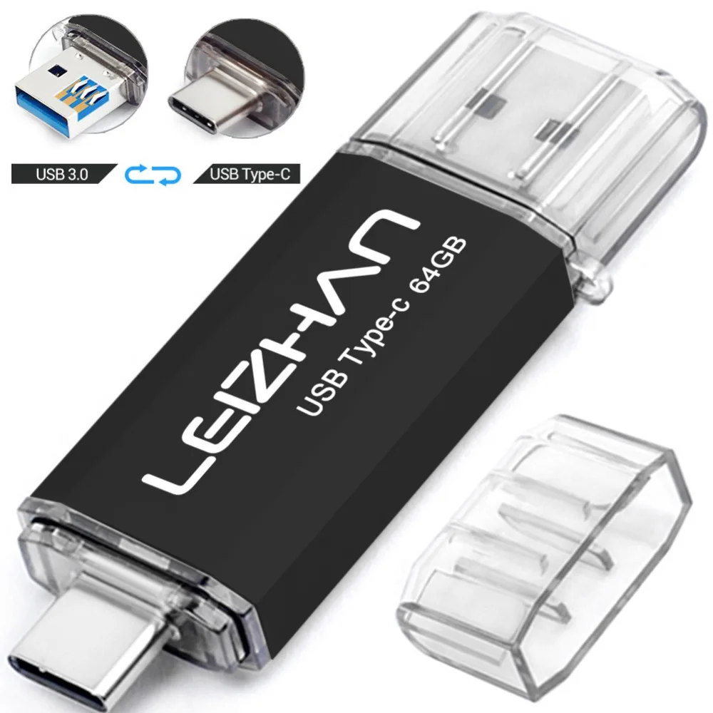 

LEIZHAN Pack of 2 Type-C Flash drive for Samsung Galaxy S9, Note9, S8, S8 Plus, LG G6 128GB 64GB 32GB 16GB Tipo C Pendrive USB