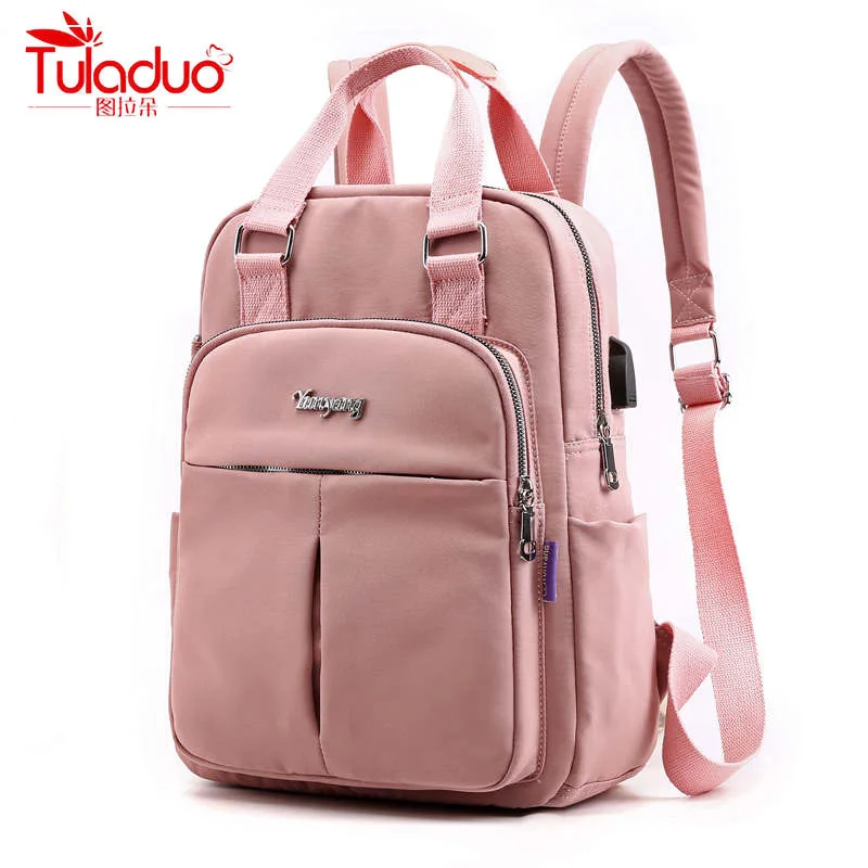 

TULADUO Large Capacity Women Backpacks Famous Brand Solid School Bag For Teeanger Girls Fashion Multi-pocket Ladies Backpacks