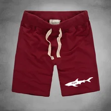 Однотонные мужские шорты, летние мужские пляжные шорты, шорты с принтом акулы, хлопковые повседневные мужские брендовые шорты, винтажная одежда размера плюс