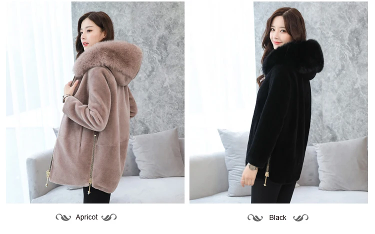 Ldhtzkcx пальто из искусственного меха для женщин; Большие размеры пальто с капюшоном и длинным рукавом 2018 Новинка зимы черный на молнии