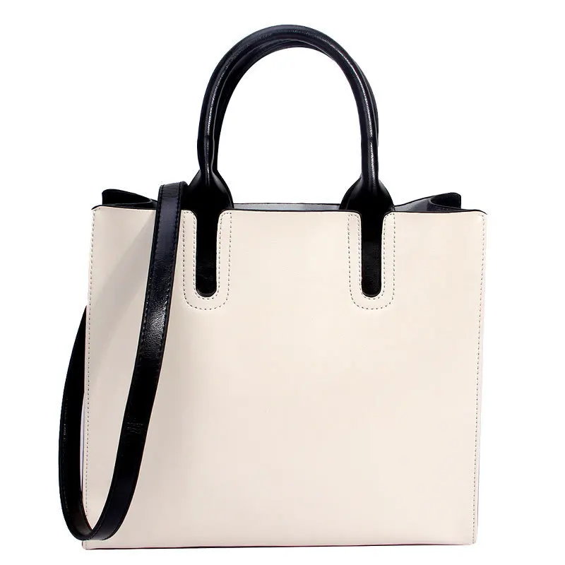 Натуральная кожа женские сумки из натуральной кожи женские сумки через плечо элегантные сумки роскошные дизайнерские дамские сумочки - Цвет: white black