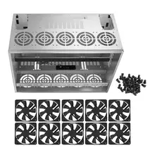 Crypto Coin Open Air Mining Frame Rig Graphics Case For 10-12 GPU ETH BTC + Fans