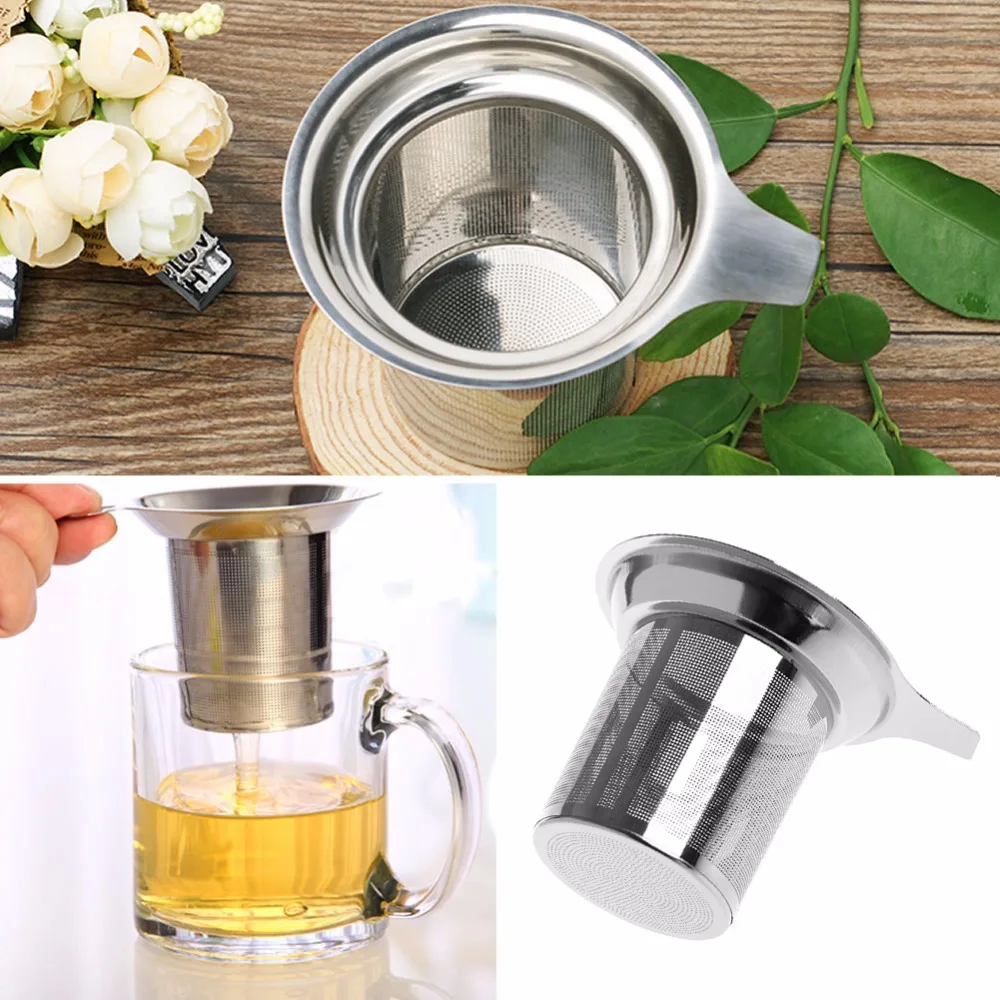 

Stainless Steel Tea Leaf Spice Filter Mesh Tea Infuser Reusable Strainer Loose