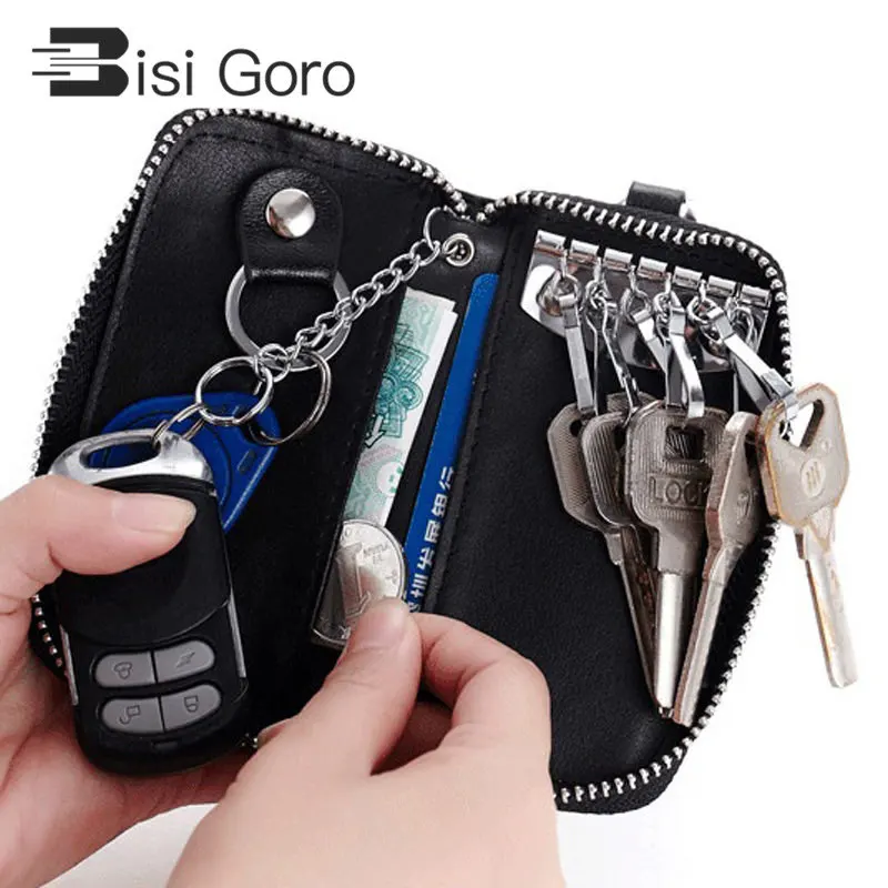 BISI GORO Luxury Key Holder Leather Key Organizer Men&Women Car Key Bag Fashion Housekeeper Key Holder Creative Gifts