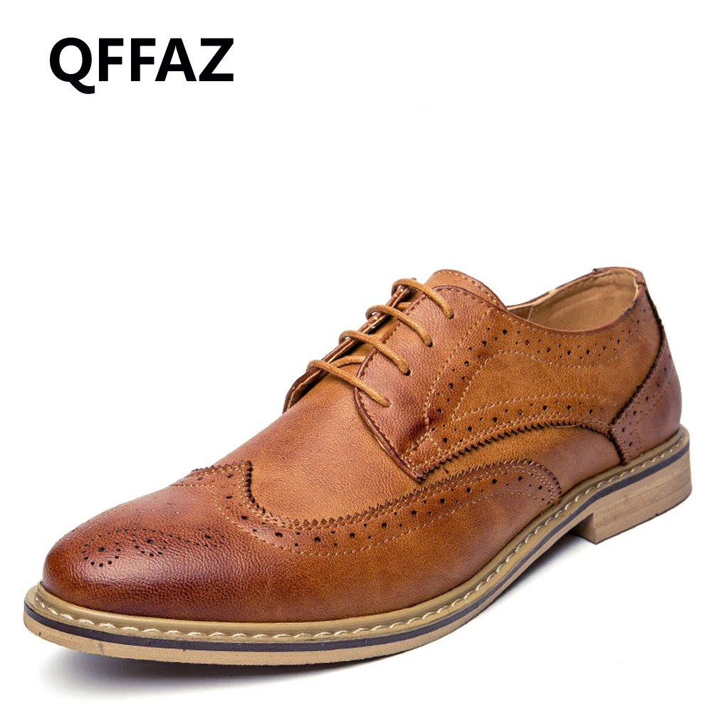 QFFAZ New 2018 Luxury Leather Brogue Mens Flats Shoes Casual British Style Men Oxfords Fashion Brand Dress Shoes For Men QFFAZ New 2018 Luxury Leather Brogue Mens Flats Shoes Casual British Style Men Oxfords Fashion Brand Dress Shoes For Men