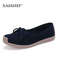 Xammep/Женская обувь на плоской подошве; сезон весна-осень; Брендовая женская обувь; женские кроссовки из коровьей замши; женская повседневная обувь с круглым носком; высокое качество