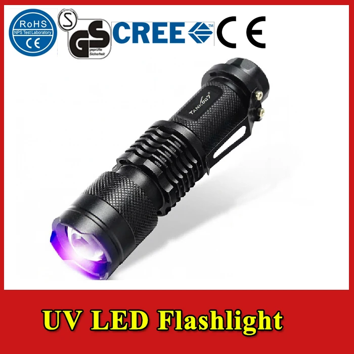 Black light LED uv Flashlight Mini ultraviolet rays torches light CREE