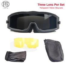 Тактические Военные очки ветрозащитные очки CS Airsoft Wargame спортивные мужские очки охотничьи для стрельбы, военные очки с 3 линзами