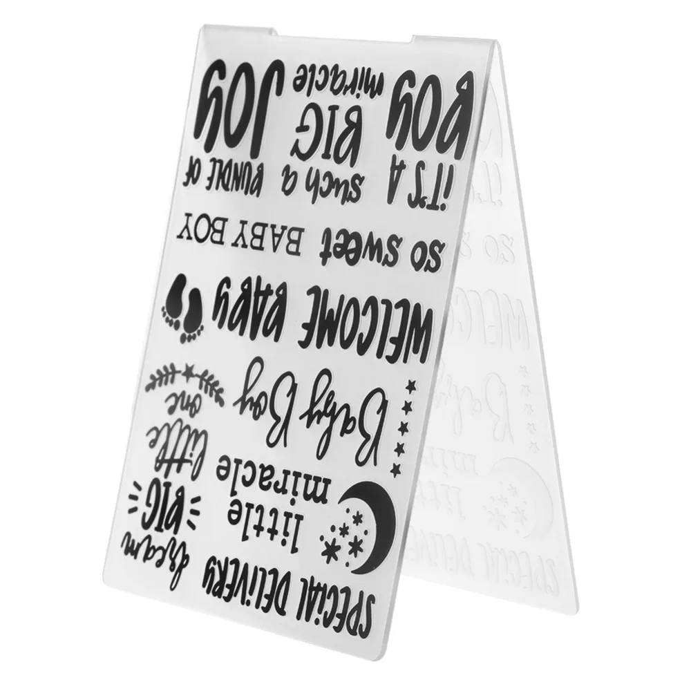 

Baby Words Embossing Folders Plastic DIY Scrapbooking Embossing Paper Craft Card Making Decoration Supplies Stencil 4x6inch