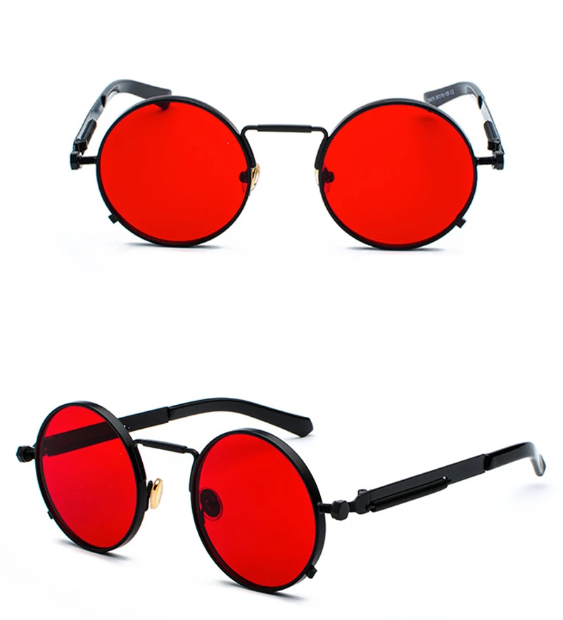 Peekaboo, прозрачные красные солнцезащитные очки, мужские, стимпанк,, металлическая оправа, Ретро стиль, круглые солнцезащитные очки для женщин, черные, uv400
