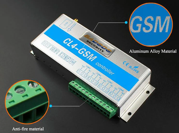 4-Канальный Релейный CL4-GSM SMS GSM беспроводной контроллер GSM приемник и переключатель ворота/внутренний и внешний створчатый распашный дверь открывашка оператор для домашней охранной сигнализации