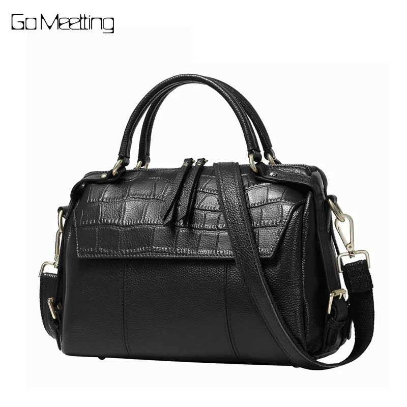 

Go Meetting Shoulder bags for women 2018 Genuine leather handbag Sac A Main Top Layer Cowhide Female Cross Body messenger bag