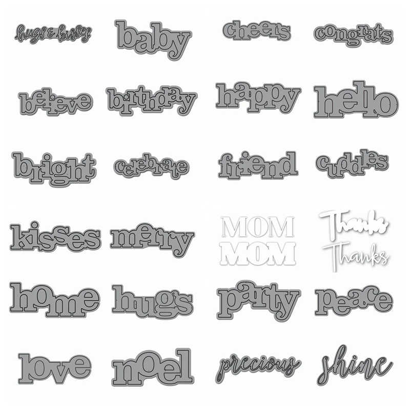 

Daily Words Shape Metal Cutting Dies Stencil Scrapbook Album Embossing For Gift Card Making Handcraft
