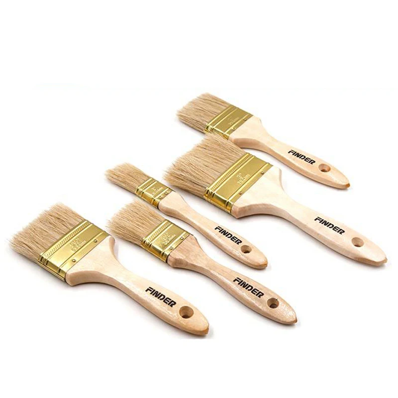 5 Pcs/set 1 3" High Quality Paint Brush Set Pig Hair Oil Brush