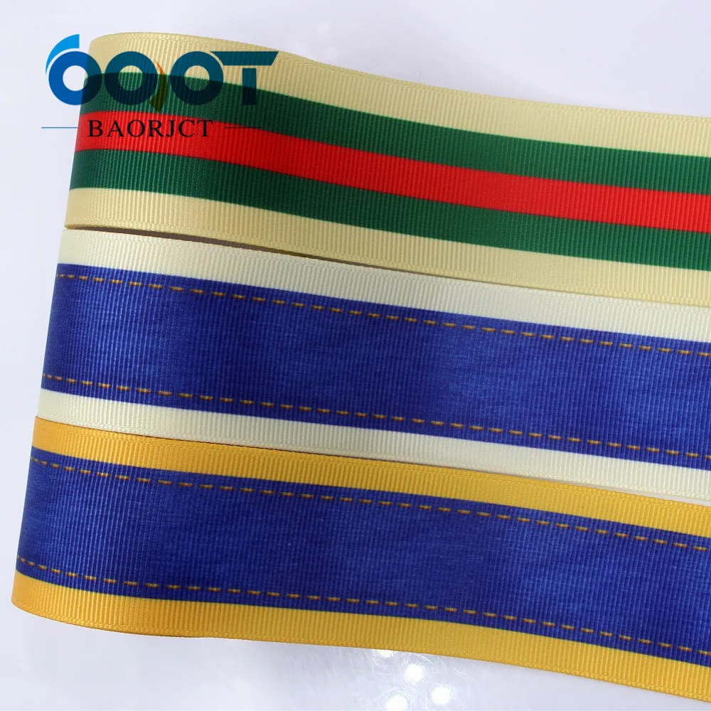 

OOOT BAORJCT G-181005-1332,38 mm 10 yards Color stripe Thermal transfer Printed grosgrain Ribbons,gift packaging DIY materials