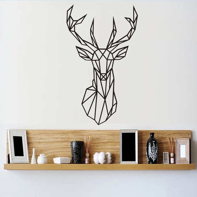 Origami Geometric Deer Head Wall Stickers Home Decor Vinyl Origami Geometric Deer Head Wall Stickers Home Decor Vinyl Decal Creative Animal Removable Mural For