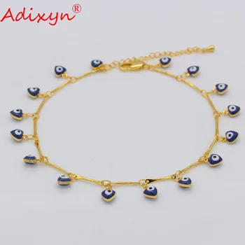 

Adixyn New Turkish Evil Eye Bracelet Simple Charm Bracelet Bangle Gold Color Ankle Party For Women Pulseira Masculina N05079