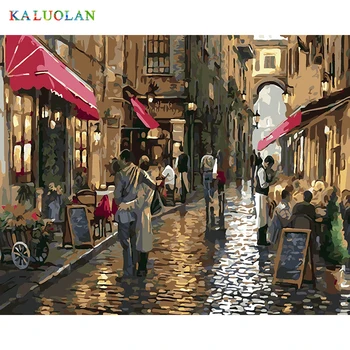 

Frameless picture on wall acrylic paint by numbers diy painting by numbers unique gift oil painting 40X50cm Street scenery