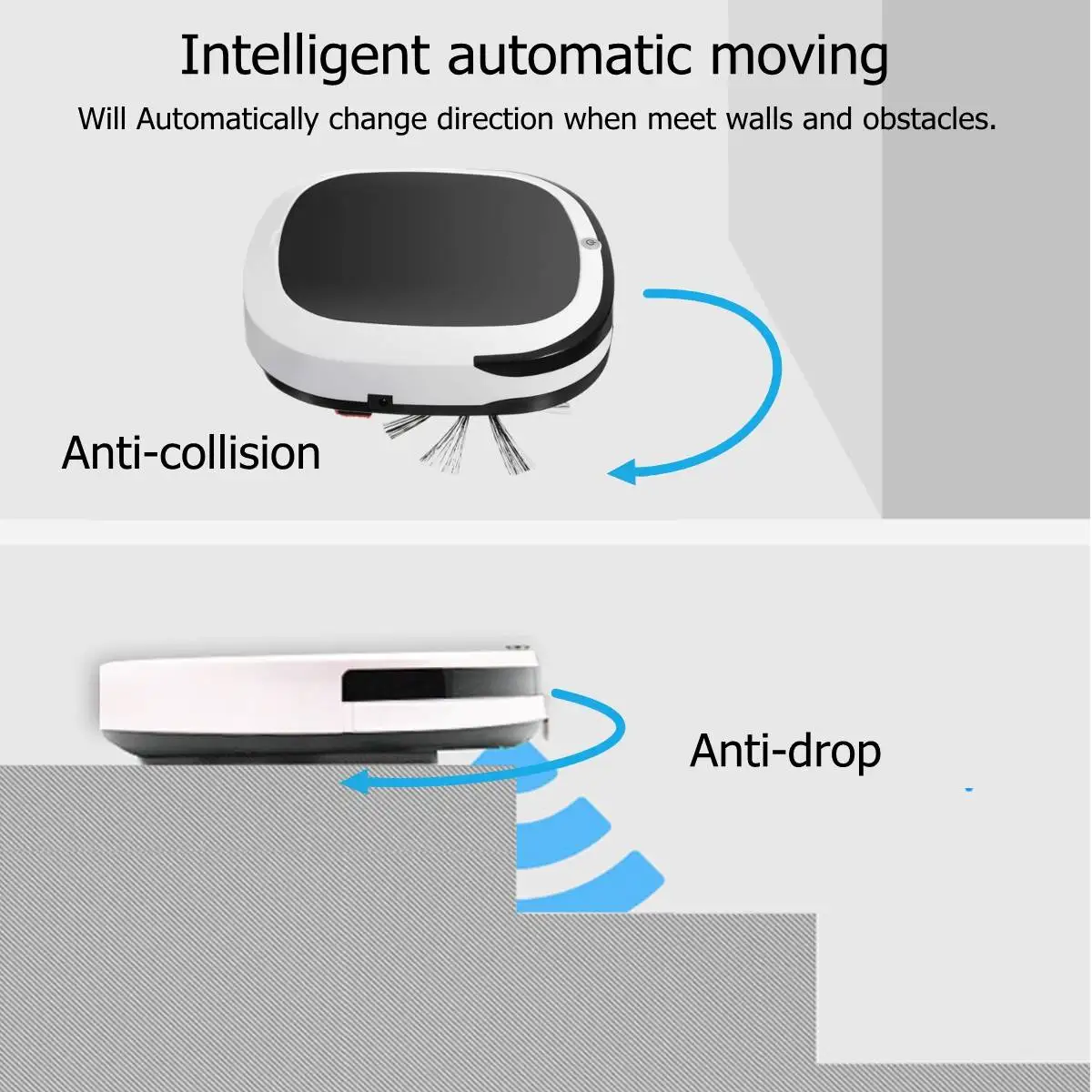 Перезаряжаемый Интеллектуальный робот-пылесос, робот-подметальная машина, 1800 па, низкий уровень шума для дома и офиса