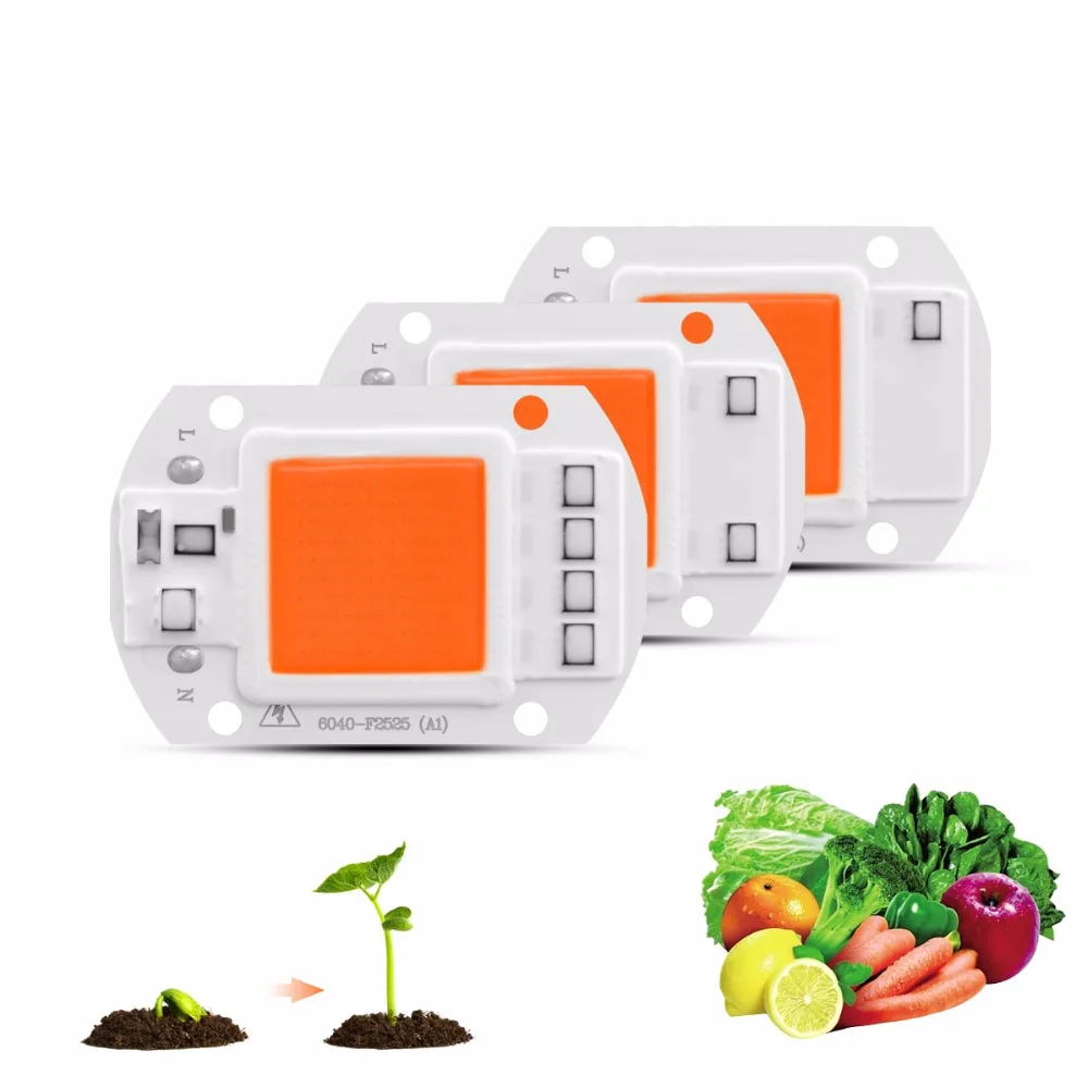 

220V Full Spectrum COB LED grow light chip 20W 30W 50W LED lamp 380-840nm DIY Grow light Floodlight Indoor Plant Grow & Flower