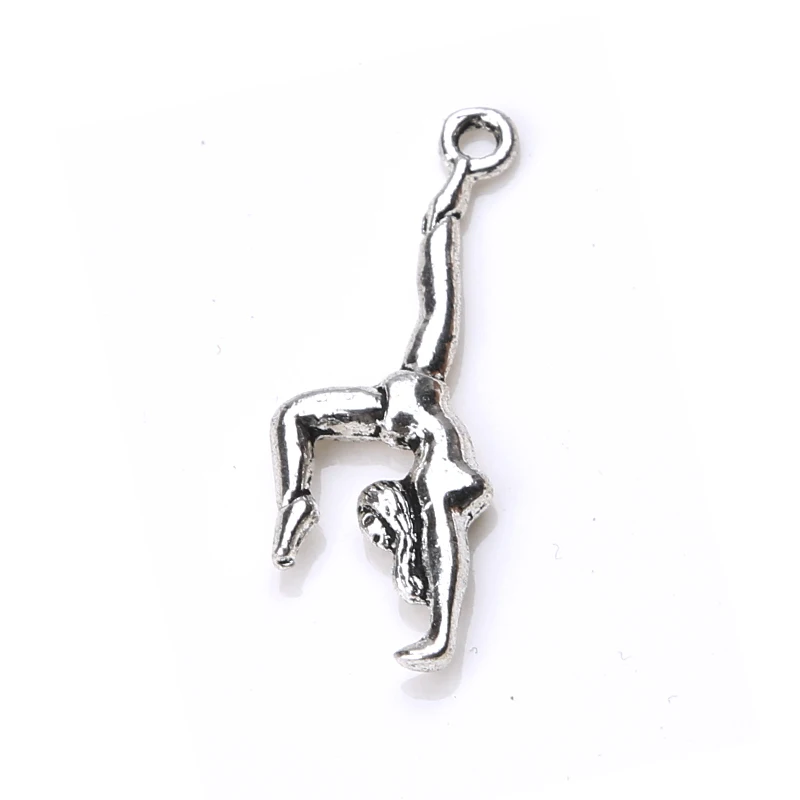 

10pc/lot 30mm x 11mm Gymnastics Charms Antique Silver Tone 3D Details charms for bracelets & bangles jewelry making