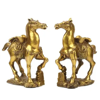 

The opening of the horse immediately won the gold copper ornaments Zhaocai Wangcai Home Furnishing Feng Shui