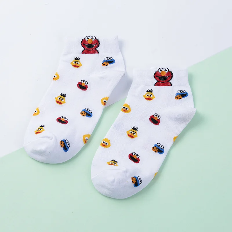 FOURETAW/1 пара, милые шикарные женские носки в полоску со смайликом, креативные хлопковые носки с забавными животными для женщин и девушек - Цвет: A