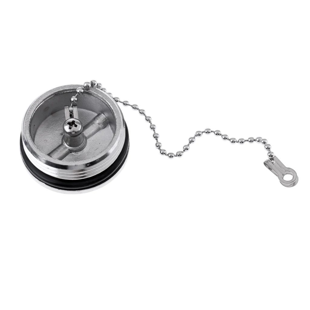 Boat Marine 316 Stainless Steel Slotted Replacement Deck Fill Cap With Durable and Polished Chain 