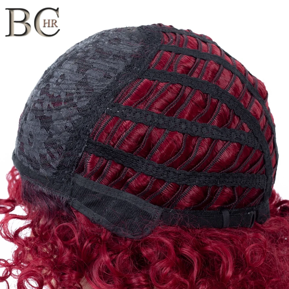 BCHR короткий парик афро кудрявый синтетические парики для женщин Смешанные винно-красные косплей африканские парики для причесок